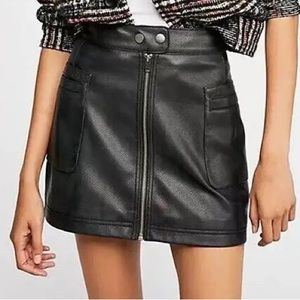 Free People Size 6 Black Vegan Leather Skirt